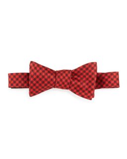 Shepherds Check Print Silk Bow Tie, Red