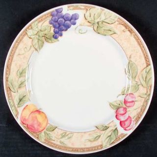 Gibson Designs Fruita (White) Dinner Plate, Fine China Dinnerware   Sponge Band