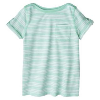 Cherokee Infant Toddler Girls Short Sleeve Striped Tee   Nettle Green 3T