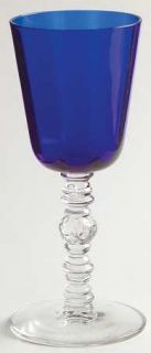 Heisey Spanish Cobalt Blue Wine Glass   Stem #3404,Blue Bowl,Clear Stem,Optic