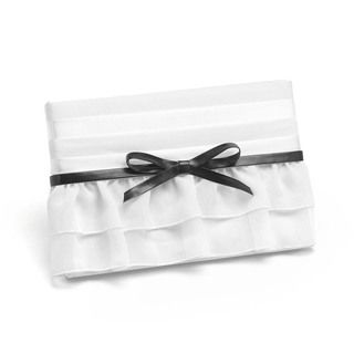 Hortense B. Hewitt Peplum Guest Book (White satin cover, black ribbonIncludes: One (1) guest bookBook bindingMaterials: Hard cover, chiffon accent with faux leatherRecords 600 signaturesDimensions: 9.75 inches long x 6.625 inches wide x 1.5 inch thick )