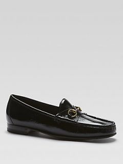 Gucci Patent Leather Horsebit Loafers   Black