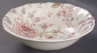 Johnson Brothers Rose Chintz Pink (England 1883 Stamp) Square Cereal Bowl, Fin