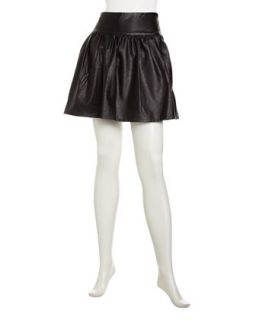 Faux Leather Flared Skirt, Black