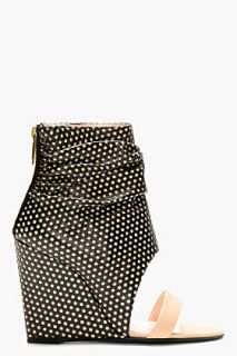 Jerome Dreyfuss Nude And Black Perforated Ella Cale Ankle Boots