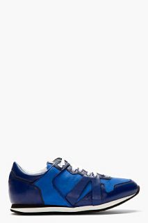Mcq Alexander Mcqueen Blue Leather Low Top Running Sneakers