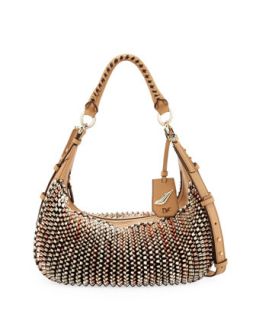 Sutra Knit Leather Hobo Bag, Gold/Rose Gold   Diane von Furstenberg