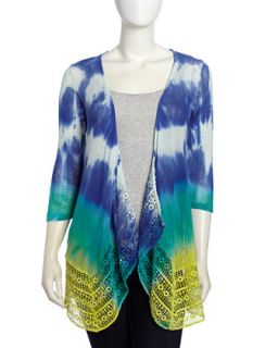 Tie Dye Crochet Trim Cardigan