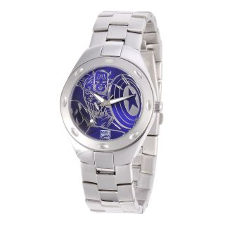 MARVEL Fortaleza Captain America Mens Silver Tone & Blue Watch