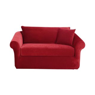 Sure Fit Stretch Piqué 3 pc. Sofa Slipcover, Garnet (Red)