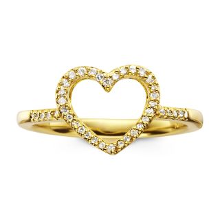 1/10 CT. T.W. Diamond 14K Gold Plated Mini Heart Ring, Womens
