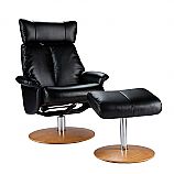 Special Sale Recliner and Ottoman   Shimmer Black Bonded Leather