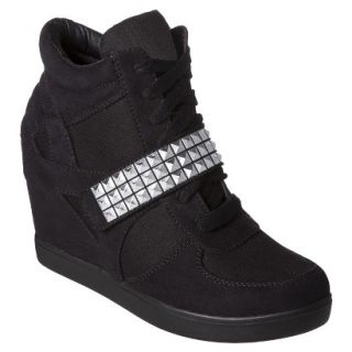 Womens Xhilaration Shayenne High Top Sneaker Wedge   Black 7.5