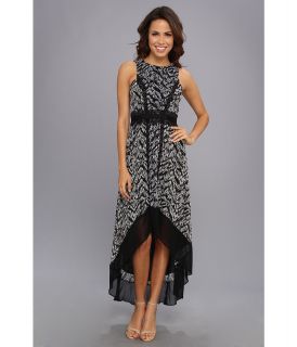 Ivy & Blu Maggy Boutique Sleeveless Ikat Print Hi Lo Maxi Womens Dress (Black)