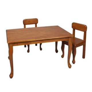 Kids Table and Chair Set: Queen Anne Rectangle Table and 2 Chairs   Honey