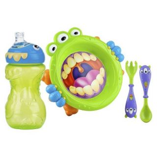 Nuby 3 Piece Monster Baby Feeding Set   11oz Super Spout Gripper Cup, Plate,
