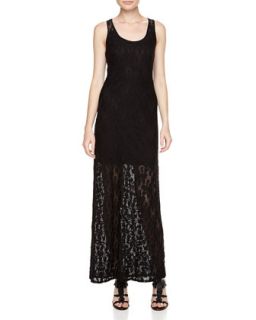 Floral Lace Overlay Maxi Dress, Black