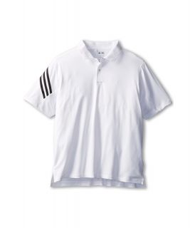 adidas Golf Kids 3 Stripes Polo Boys Short Sleeve Pullover (White)