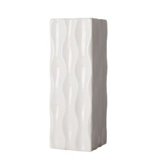 Short Ripple Square Vase White   11 by Torre & Tagus