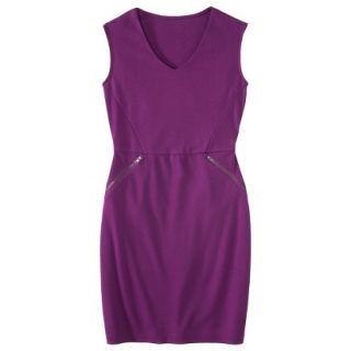 Mossimo Womens Ponte V neck Zippered Pocket Dress   Purple XS
