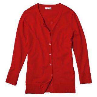 Merona Petites Long Sleeve Crew Neck Cardigan Sweater   Red LP