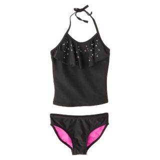 Girls 2 Piece Tankini Swimsuit Set   Black M