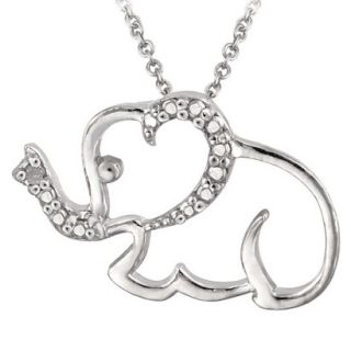 Sterling Silver Diamond Accented Elephant Necklace 18