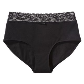 Gilligan & OMalley Womens Cotton With Lace Hipster Brief   Black M