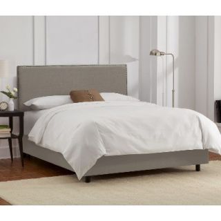 Skyline Twin Bed: Skyline Furniture Arcadia Nailbutton Border Linen Bed   Grey