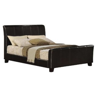 Eastern King Bed: Selena Faux Leather Bed   Brown