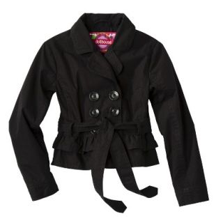 Dollhouse Infant Toddler Girls Ruffled Trench Coat   Black 4T