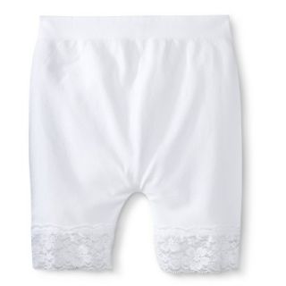 Xhilaration Girls Seamless Lace Bottom Bike Short Legging   White M/L