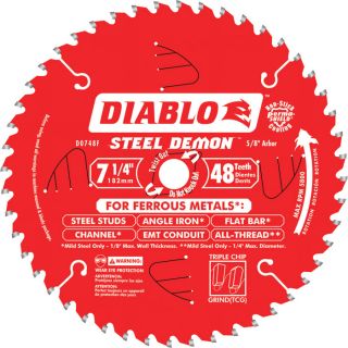 Diablo Steel Demon Ferrous Metal Cutting Saw Blade   7 1/4 Inch x 48T, Model