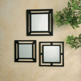Mirror Set: 3 Piece Double Square Mirrors   Black