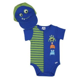 Gerber Newborn Boys Monster Bodysuit and Hat Set   Blue/Grn 0 3 M