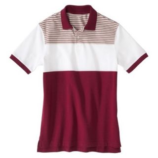 Mens Classic Fit Colorblock Polo Shirt Radish Maroon Red White Grey stripe M
