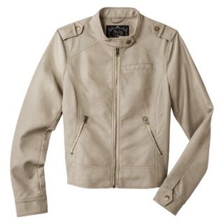Coffee Shop Womens Faux Leather Jacket  Cream S