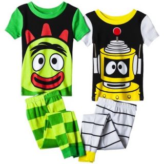 Yo Gabba Gabba! Toddler Boys 4 Piece Short Sleeve Pajama Set   Green/Yellow 4T