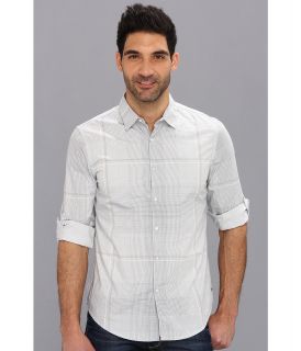 Calvin Klein Jeans Mini Check Roll Sleeve Shirt Mens Long Sleeve Button Up (Gray)