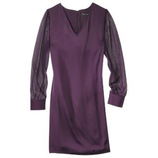 TEVOLIO Womens Shift Dress w/Sheer Sleeve   Purple Duet   2