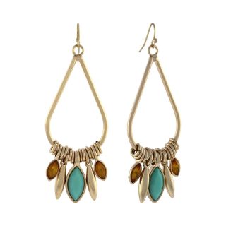 Simulated Turquoise & Topaz Navette Drop Earrings, Yellow