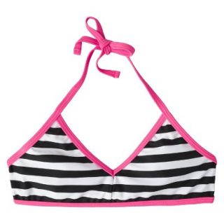 Girls Striped Halter Bikini Swimsuit Top   Black/White XS