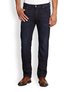 7 For All Mankind Luxe Performance: Standard Straight Leg Jeans   Dark Blue