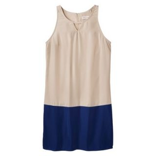 Merona Womens Colorblock Hem Shift Dress   Hamptons Beige/Waterloo Blue   XL