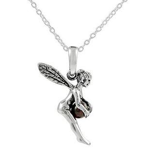 Journee Collection Sterling Silver Fairy Garnet Necklace   Silver