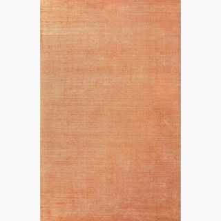Handmade Solid Pattern Orange Wool/ Art Silk Rug (8 X 10)