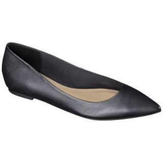 Womens Merona Avalyn Genuine Leather Pointed Toe Flats   Black 8