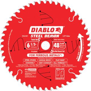 Diablo Steel Demon Ferrous Cutting Saw Blade   6 1/2 Inch x 48T, Model D0648F