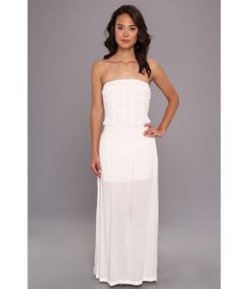 LAmade Embroidered Smocked Maxi Dress/Lined Womens Dress (White)