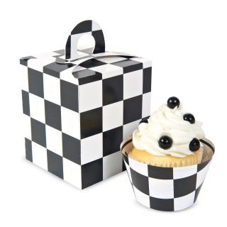 Black White Checked Cupcake Boxes